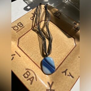 17 inch necklace with blue stone pendant